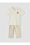 Baby Ecru Polo Collar Embroidered Baby Boy Set - 2