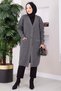 Buttoned Pocketed Long Knitwear Cardigan Anthracite