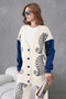 Women's Embroidered Sleeves Denim Knitwear Cardigan Trousers Two-Piece Set - 4