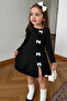 Children's Long-Sleeved Dress with Bow Detail and Slit Skirt