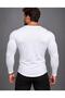 Men's Long-Sleeved White Slim-Fit Skirt-Cut Oval-Cut Slim-Fit Custom-Made Open Wide Collar Oval Collar Lycra T-Shirt T-Shirt - 3