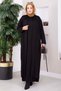 Stone Detailed Lace-Up Dress & Cardigan Knitwear Set Black - 4