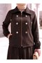 Turn-Down Collar Lace-Up Jacket with Chinese Button Stitching Detail and Elastic Waist Skirt Two-Piece Set - 2