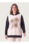 Women's Plus Size Hooded Sweatshirt Embossed Printed Floral Pattern Black - 4