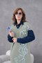 Women's Embroidered Shirt Collar Denim Long Sleeve Knitwear Dress - 5