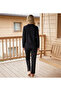 Women's Suede Fabric Front Buttoned Long Sleeve Pajama Set - 3