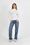 Women's Ecru Half Fisherman Ribbed Modal Cotton Long Sleeve Blouse - H6173 - 6