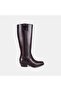 Women's Brown Square-Toe Zippered Short Heeled Leather Boots - 2