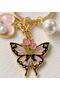Pink Butterfly Pearl Detailed Bag Keychain – Stylish and Elegant Bag Accessory - 3