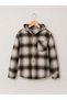 Boy's Cotton Hooded Plaid Patterned Single Shirt - 5