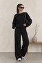 Women's Tracksuit Set Long Sleeve Crew Neck Drop Shoulder Elastic Waist and Lace-Up Pockets Loose Fit L