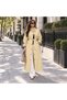 Women's Oversize High Collar Snap Fastener Belted Long Trench Coat Mta2062 - 3