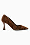 Marcella Brown Satin Textured Pointed Toe Women's Heeled Shoes - 2