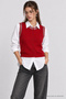 Staple Detailed Knitwear Vest 4391 Lki̇0073 Red - 2