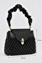 Nia Women's Faux Leather Quilted Patterned Drawstring Strap Handbag Black - 4