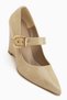 Jody Beige Buckle Detailed Pointed Toe Women's Heeled Shoes