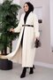 Shawl Collar Patterned Long Knitwear Cardigan Ecru