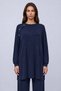 Sleeve and Collar Snap Button Tunic Trouser Set Dark Blue 14531
