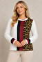 Women's Crew Neck Long Sleeve Leopard Print Block Design Elegant Trend Casual White Sweater - 2