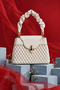 Nia Women's Faux Leather Quilted Patterned Drawstring Strap Handbag White - 2