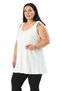 Plus Size V-Neck Flared Cut Long Ecru Blouse - 5