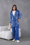 Women's Embroidered Sleeve Striped Knitwear Cardigan Pants Two-Piece Set