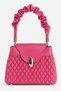 Nia Women's Faux Leather Quilted Patterned Drawstring Strap Handbag Fuchsia