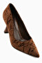 Marcella Brown Satin Textured Pointed Toe Women's Heeled Shoes