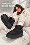 Women's Black Suede Look Thick Platform Sole High Mini Boots with Fur Inside - 7