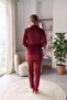 Nelia Premium Textured Velvet Long Sleeve Adjustable Waist Belted Maternity and Postpartum Pajama Set - 5