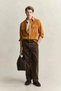 Men's Brown Relaxed Fit Suede Shirt - 5