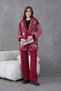Women's Embroidered Sleeve Striped Knitwear Cardigan Pants Two-Piece Set