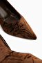Marcella Brown Satin Textured Pointed Toe Women's Heeled Shoes - 5