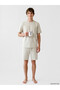 Ozmarka New Season Beige Regular Fit Men's Shorts Pajama Set - 2