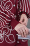 Women's Embroidered Sleeve Striped Knitwear Cardigan Pants Two-Piece Set - 7