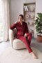 Nelia Premium Textured Velvet Long Sleeve Adjustable Waist Belted Maternity and Postpartum Pajama Set - 2