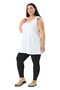 Plus Size V-Neck Flared Cut Long White Blouse - 6