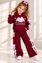Girl's 3 Yarn Fabric Hooded Tracksuit Set - Rabbit Embroidered Kangaroo Pocket Sweatshirt with Bow and Cargo Pockets, Comfortable Fit - 2