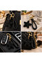 Women's Special Black Crystal Stone Knitted Leather Keychain with Teddy Bear Figure – Stylish and Decorative Key Accessory - 2