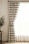 100% Cotton Linen Black Tassel Detail Belted Background Curtain – Single Panel