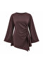 Women's Modal Fabric Side Gathered Asymmetrical Tunic with Tie Detail 0248 - 2