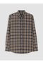 Vizyon New Season Beige Standard Fit Plaid Gabardine Men's Shirt - 4
