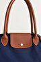 Folding Zippered Large Size Women's Navy Blue Hand and Shoulder Bag - 3