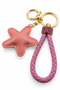 Women's Exclusive Pink Crystal Stone Bow Figured Knitted Leather Keychain – Stylish and Decorative Key Accessory - 3