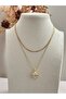 Steel double necklace set with openable clover charm lucky necklace. - 2