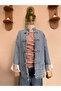 Pearl Buttoned Denim Jacket - 4