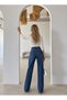 Women's Blue Stone-Detail Wide-Leg Pants - 4
