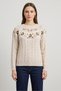 Beige Floral Embroidered Knitted Sweater - 6