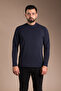 Men's Dark Blue Half-Neck Soft Sweatshirt - 4