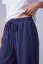 Waist-Tied, Wide-Leg Suede Trousers Dark Blue 18273 - 2